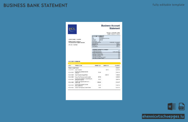 Unternehmensmitteilung des Centre National des Cheques Postaux (CNP) – Beispielansicht im Word- und PDF-Format